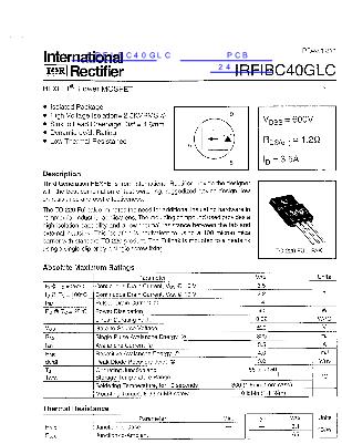 IRFIBC40GLC數(shù)據(jù)手冊封面