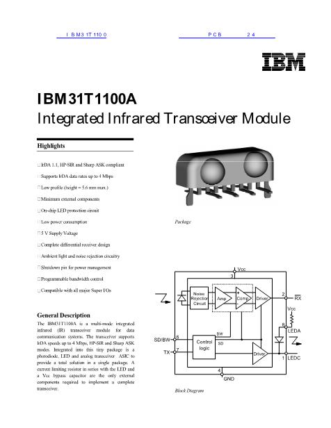 IBM31T1100数据手册封面