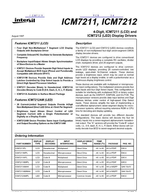 ICM7211数据手册封面