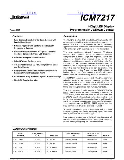 ICM7217数据手册封面