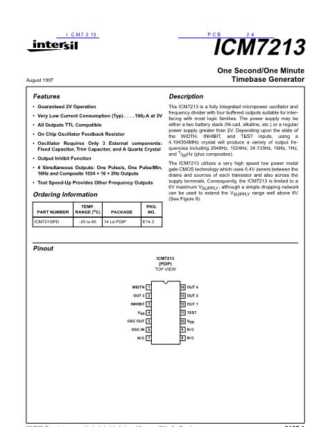 ICM7213数据手册封面