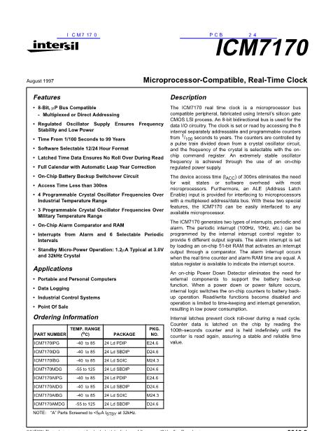 ICM7170数据手册封面