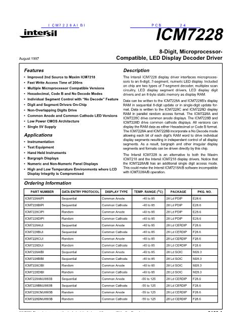 ICM7228AIBI数据手册封面