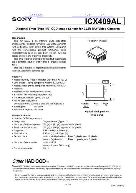 ICX409AL数据手册封面