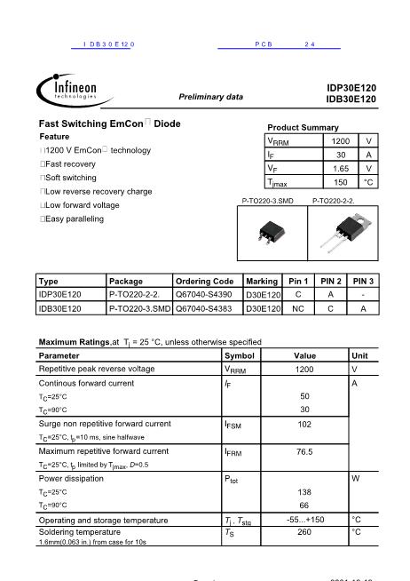 IDB30E120數(shù)據(jù)手冊(cè)封面