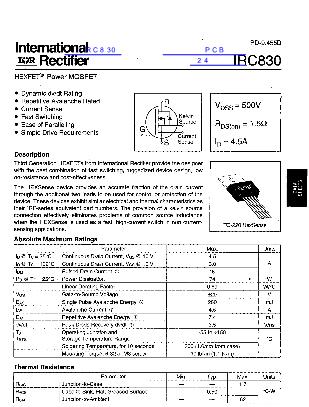 IRC830数据手册封面