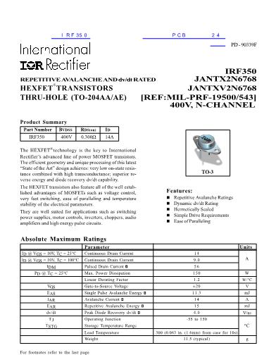 IRF350数据手册封面