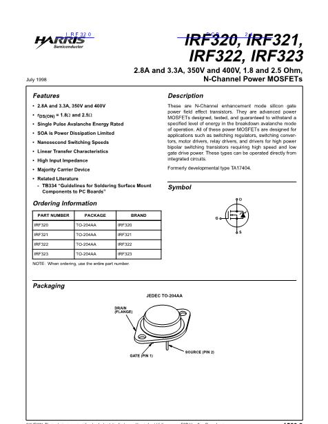 IRF320数据手册封面