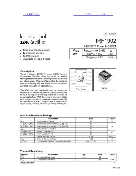 IRF1902数据手册封面