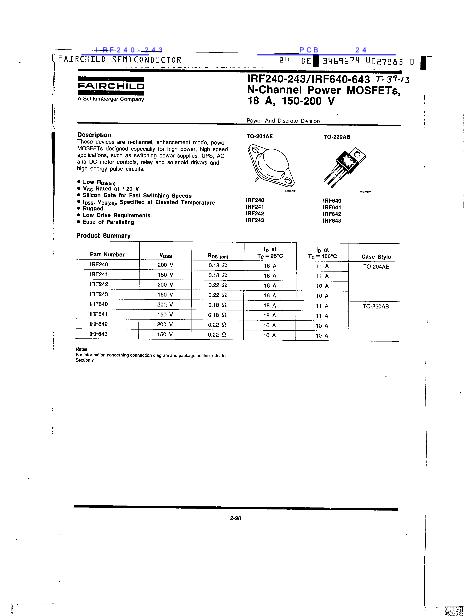 IRF240-243數(shù)據(jù)手冊封面