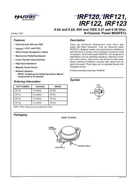 IRF120数据手册封面