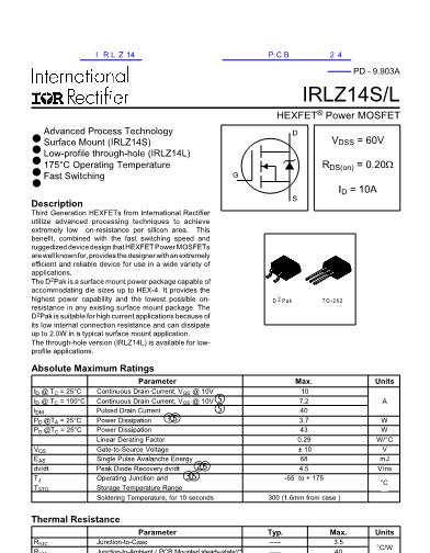 IRLZ14数据手册封面