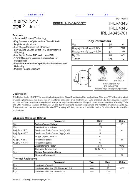 IRLR4343數(shù)據(jù)手冊封面