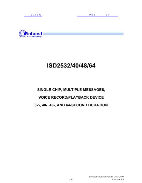 ISD2340数据手册封面