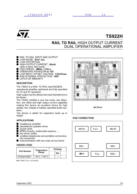 JTS922H-DZD1數據手冊封面