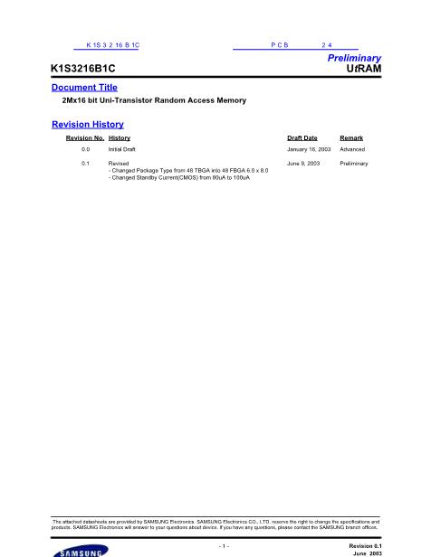 K1S3216B1C數(shù)據(jù)手冊(cè)封面