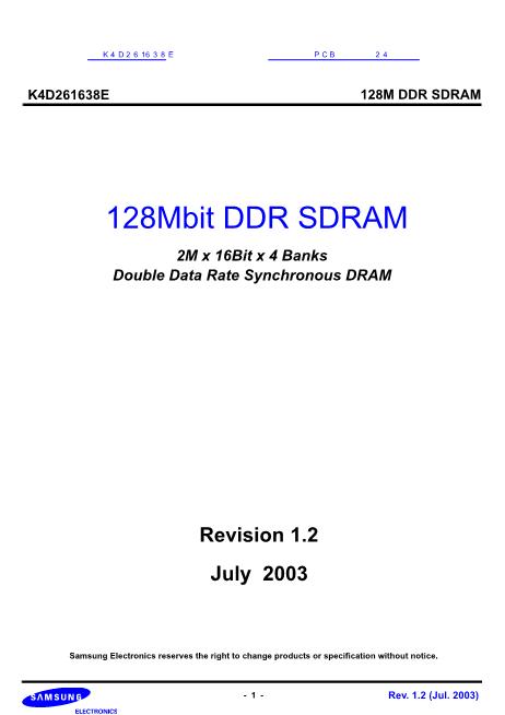 K4D261638E数据手册封面