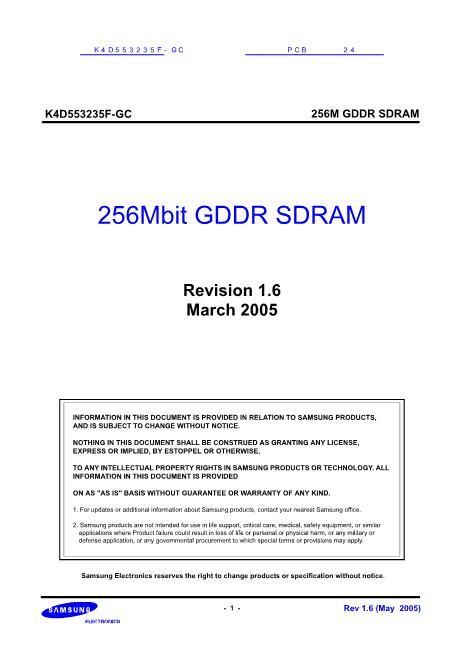 K4D553235F-GC数据手册封面