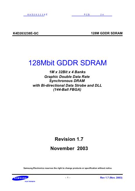 K4D263238E数据手册封面