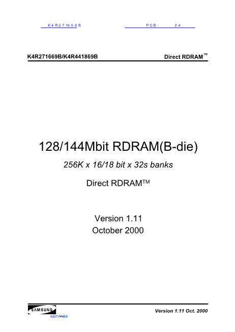 K4R271669B数据手册封面