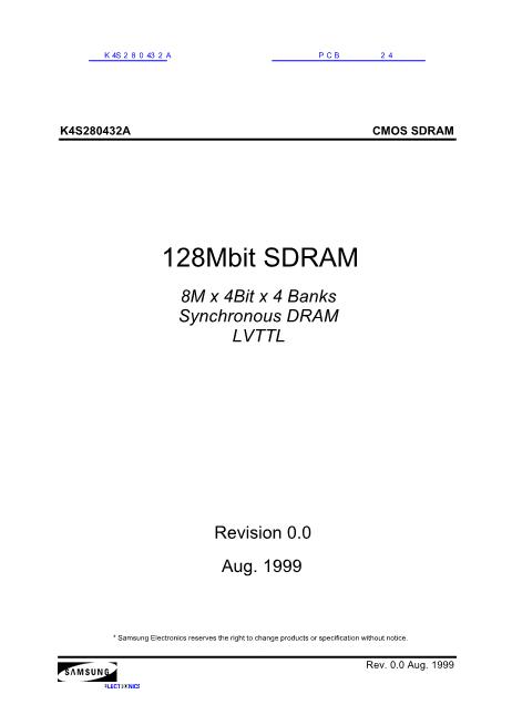 K4S280432A數(shù)據(jù)手冊封面