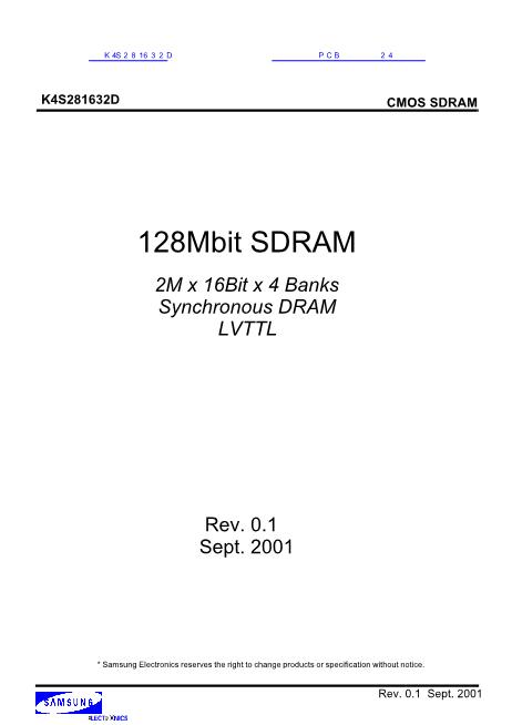 K4S281632D數(shù)據(jù)手冊封面