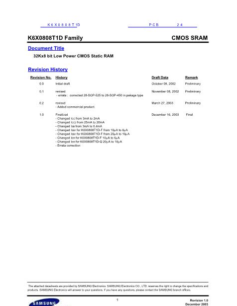 K6X0808T1D數(shù)據(jù)手冊(cè)封面