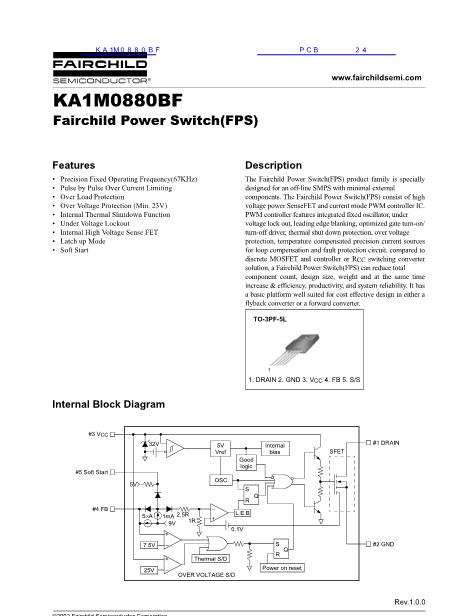 KA1M0880BF数据手册封面