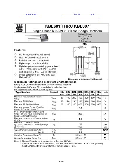 KBL601数据手册封面