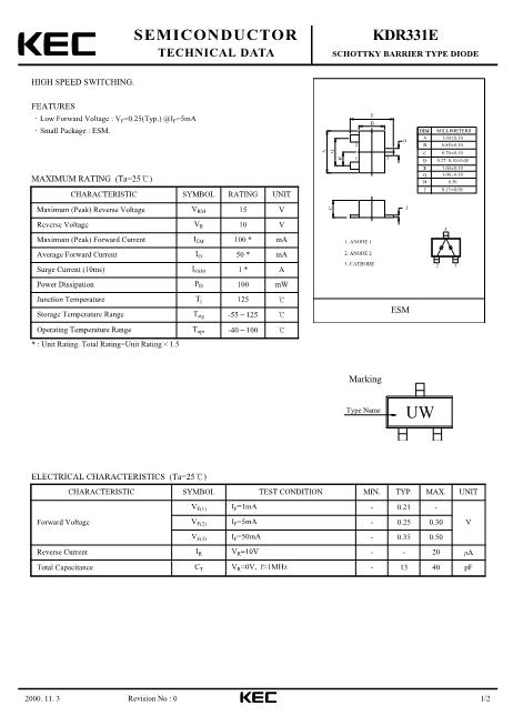 KDR331E數(shù)據(jù)手冊封面