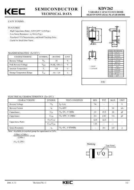 KDV262數(shù)據(jù)手冊封面