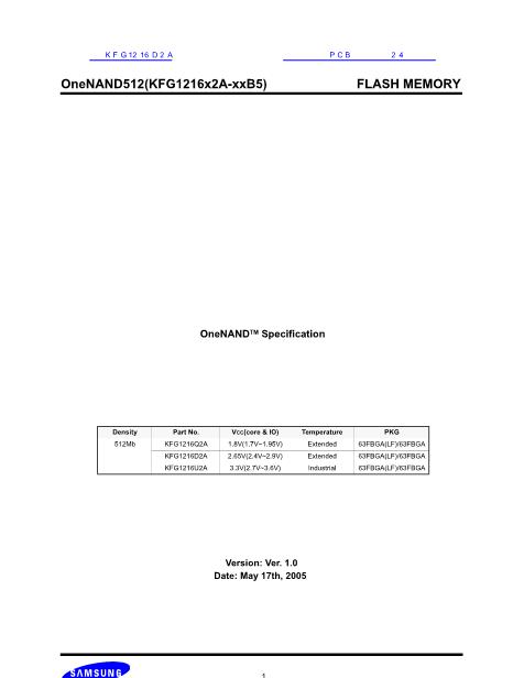 KFG1216D2A數(shù)據(jù)手冊封面