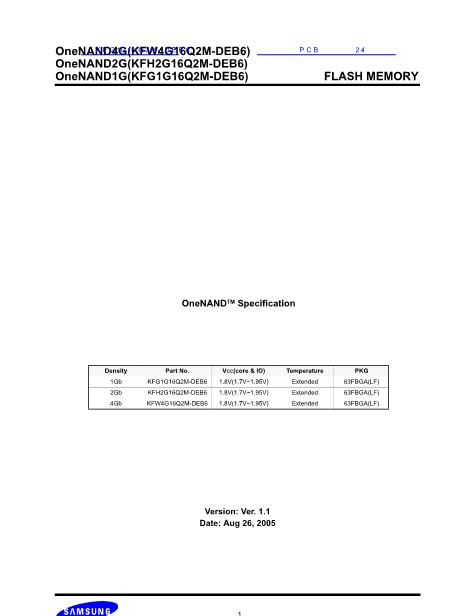 KFG1G16Q2M-DEB6數(shù)據(jù)手冊封面