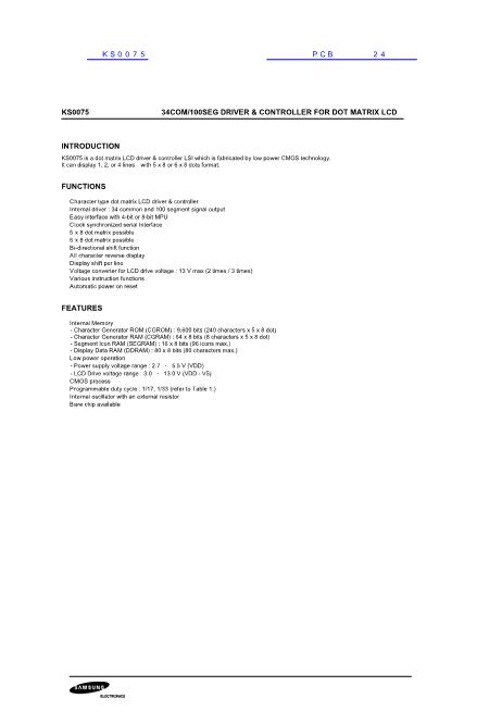 KS0075數(shù)據(jù)手冊(cè)封面