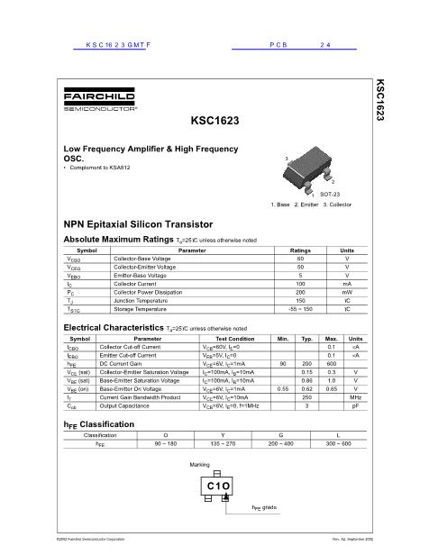 KSC1623GMTF數(shù)據(jù)手冊(cè)封面