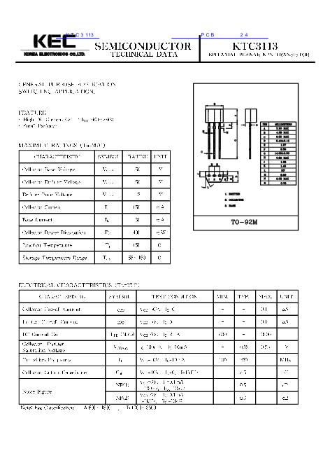 KTC3113數(shù)據(jù)手冊封面