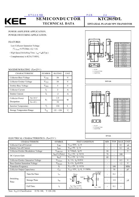 KTC2815D數(shù)據(jù)手冊封面