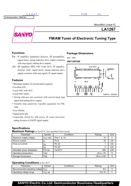 LA1267數(shù)據(jù)手冊封面
