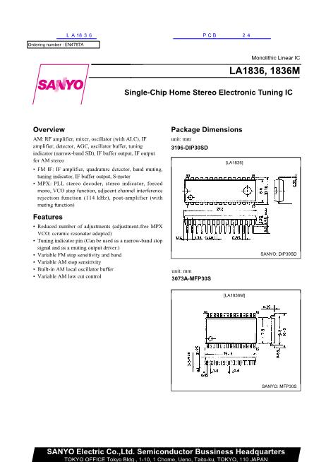 LA1836數(shù)據(jù)手冊封面