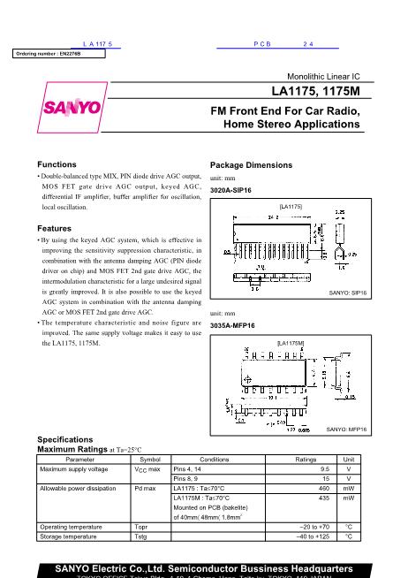 LA1175數(shù)據(jù)手冊封面