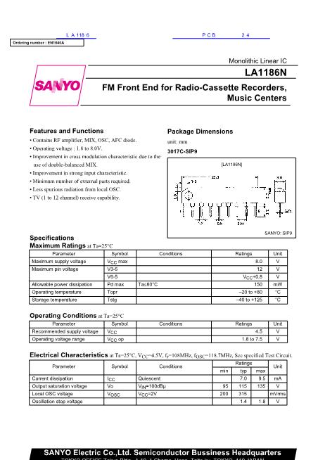 LA1186數(shù)據(jù)手冊(cè)封面