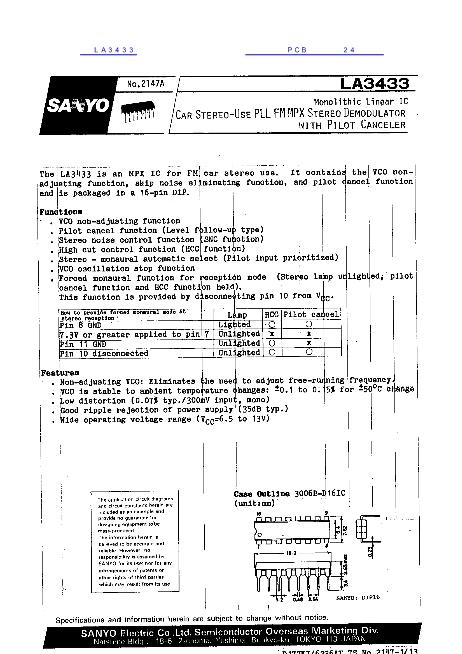 LA3433數(shù)據(jù)手冊封面