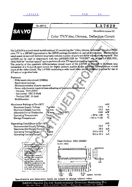 LA7629數(shù)據(jù)手冊封面