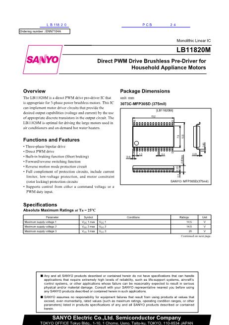 LB11820數(shù)據(jù)手冊封面