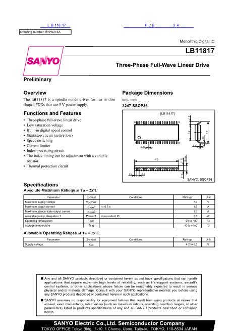 LB11817數(shù)據(jù)手冊封面