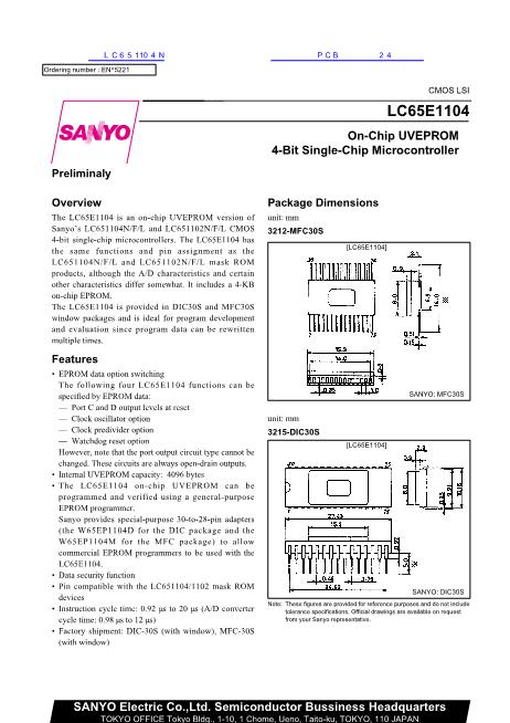 LC651104N數(shù)據(jù)手冊封面