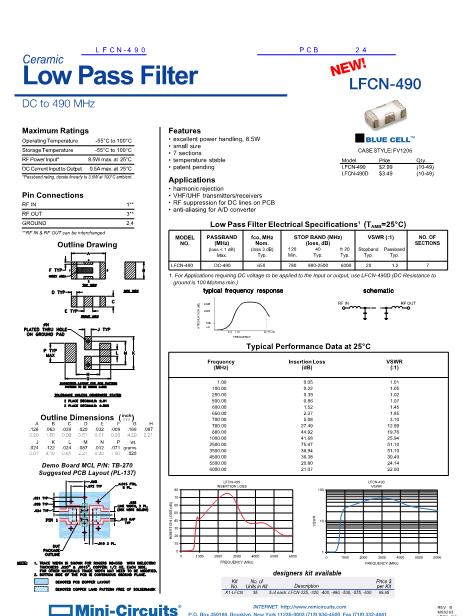 LFCN-490数据手册封面