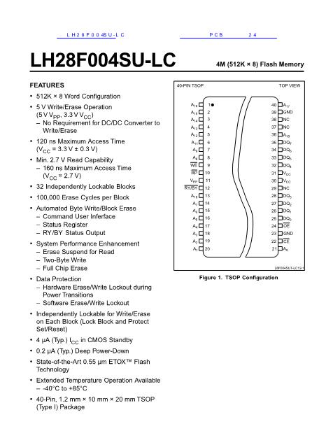 LH28F004SU-LC数据手册封面