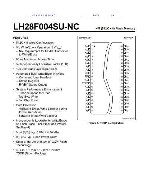LH28F004SU-NC数据手册封面