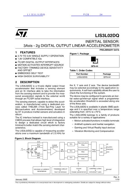 LIS3L02DQ数据手册封面
